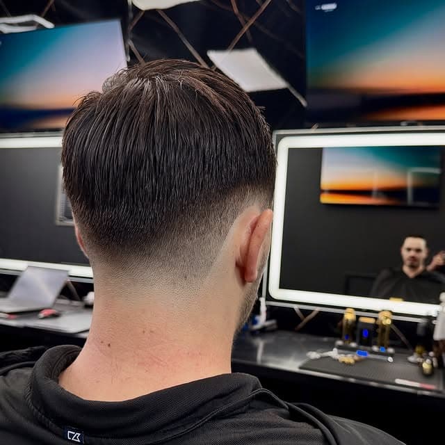 Low taper fade, back view